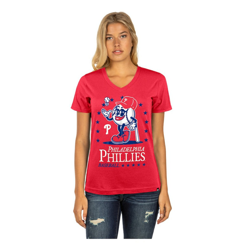Philadelphia Phillies Women's Little Miss 2 V-Neck T-Shirt Red | New Era