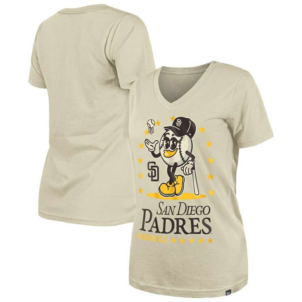 San Diego Padres Women's Little Miss 2 V-Neck T-Shirt Sand | New Era