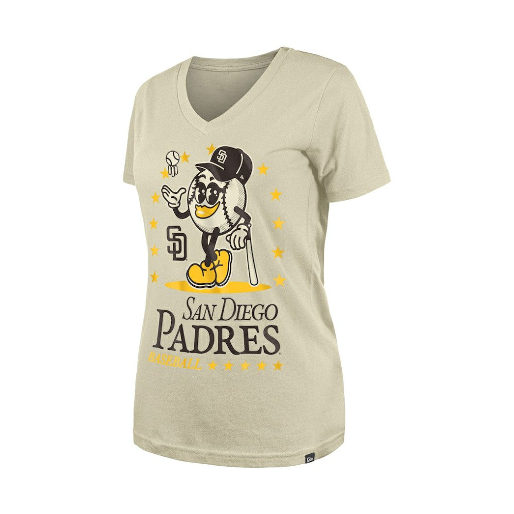 San Diego Padres Women's Little Miss 2 V-Neck T-Shirt Sand | New Era