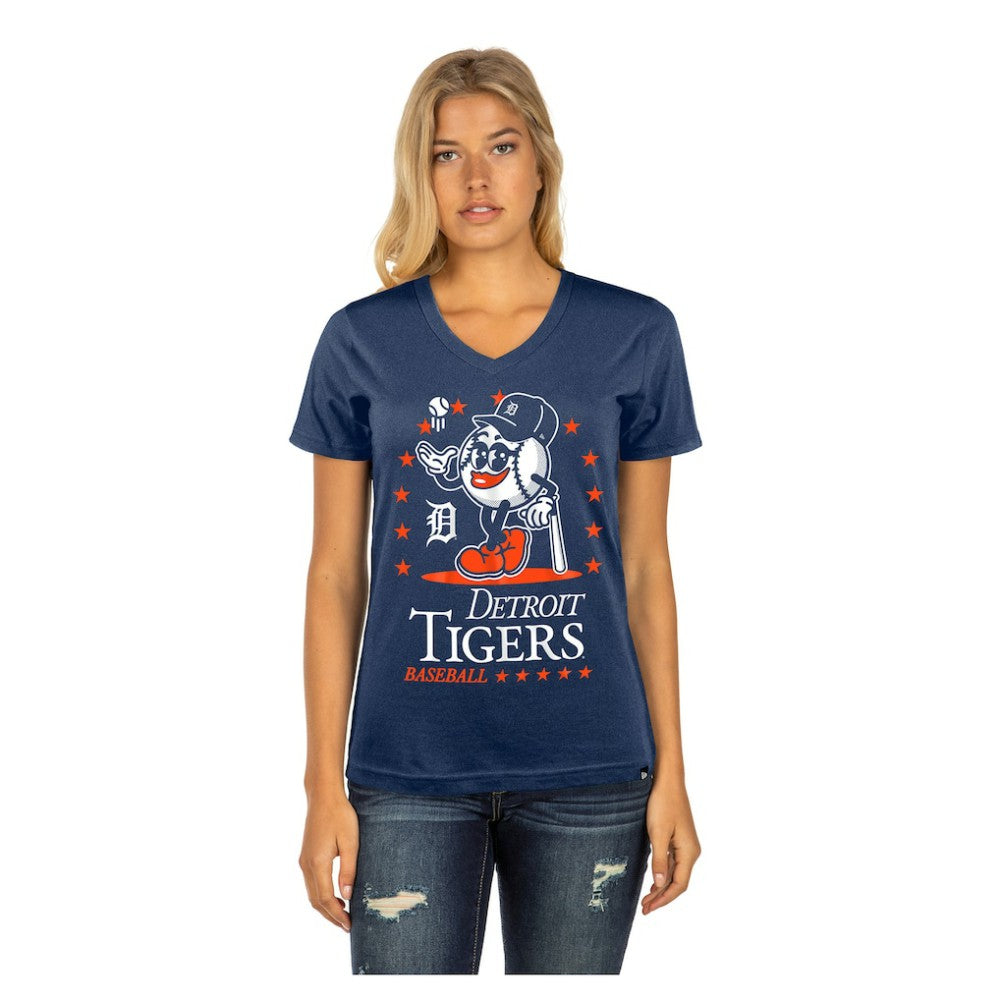 Detroit Tigers Women's Little Miss 2 V-Neck T-Shirt Navy | New Era