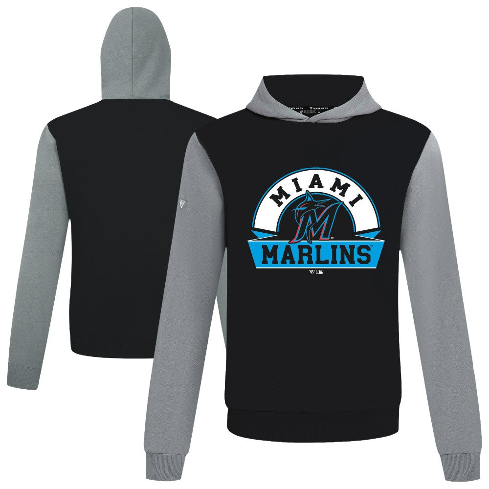 Miami Marlins Levelwear Throwback Ultimate Banner Arch Hoodie Black