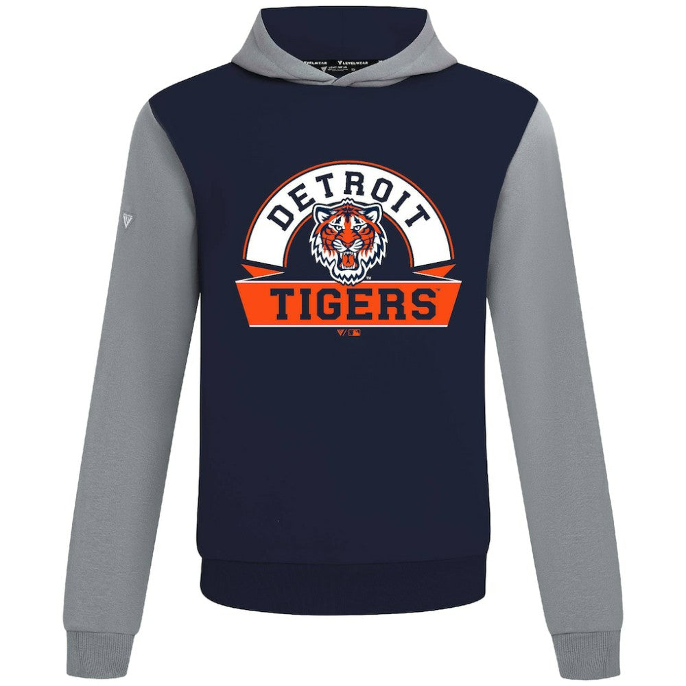 Detroit Tigers Levelwear Throwback Ultimate Banner Arch Hoodie Navy