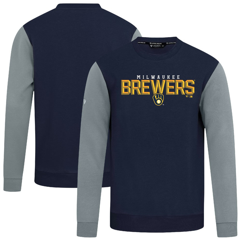 Milwaukee Brewers Levelwear Throwback Ultimate Carve Sweatshirt Navy
