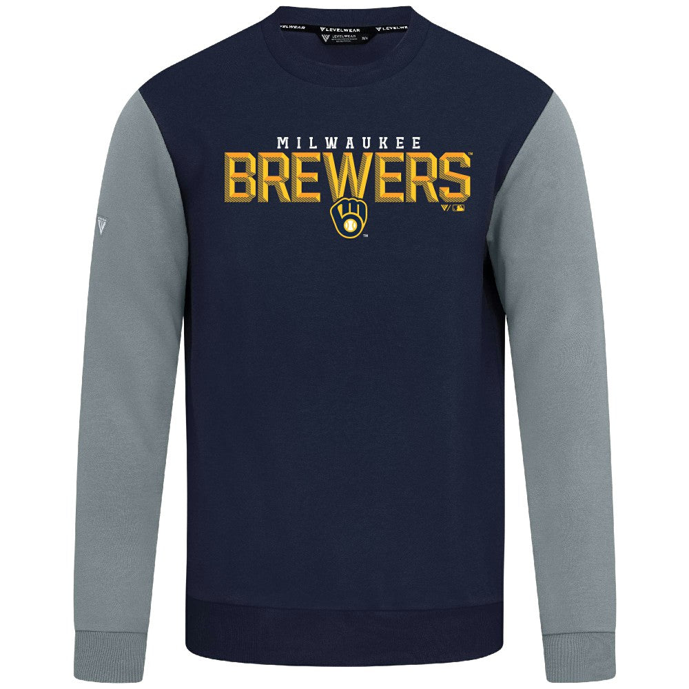 Milwaukee Brewers Levelwear Throwback Ultimate Carve Sweatshirt Navy