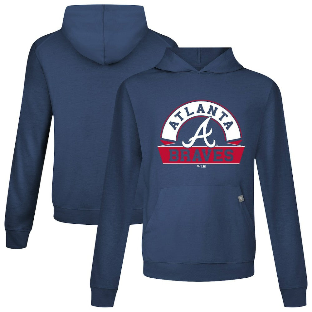 Atlanta Braves Levelwear Relay Banner Arch Pullover Hoodie Navy