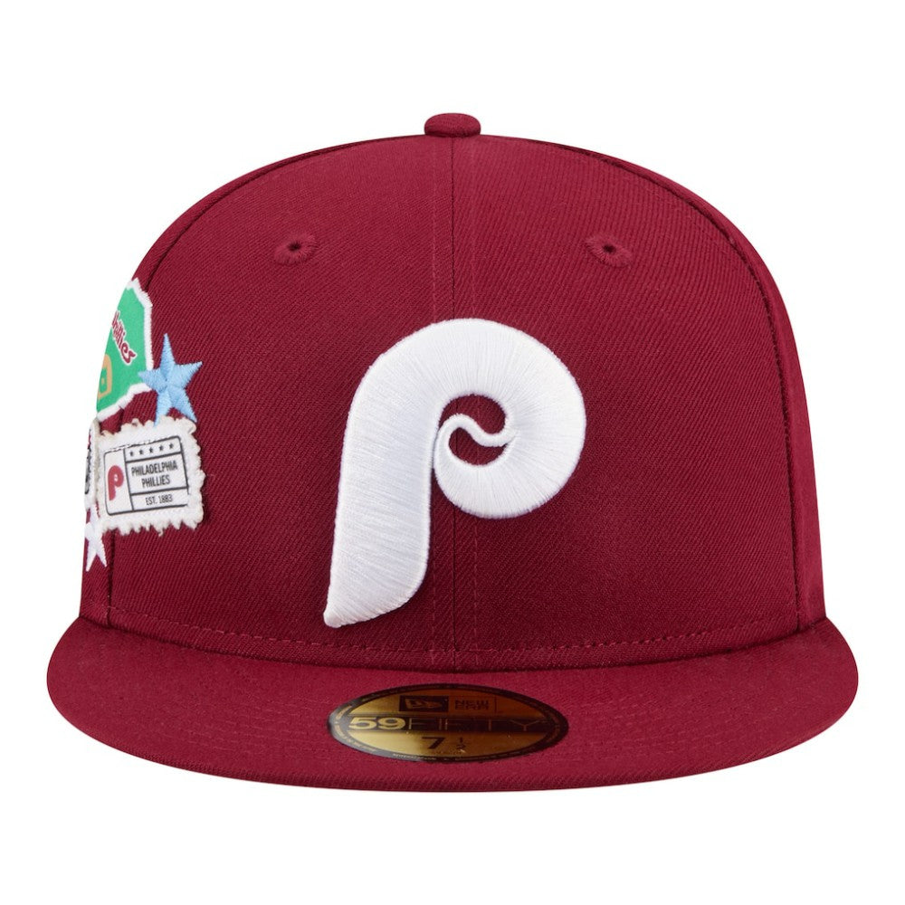 Philadelphia Phillies City Patch 59FIFTY Fitted Hat Burgundy | New Era