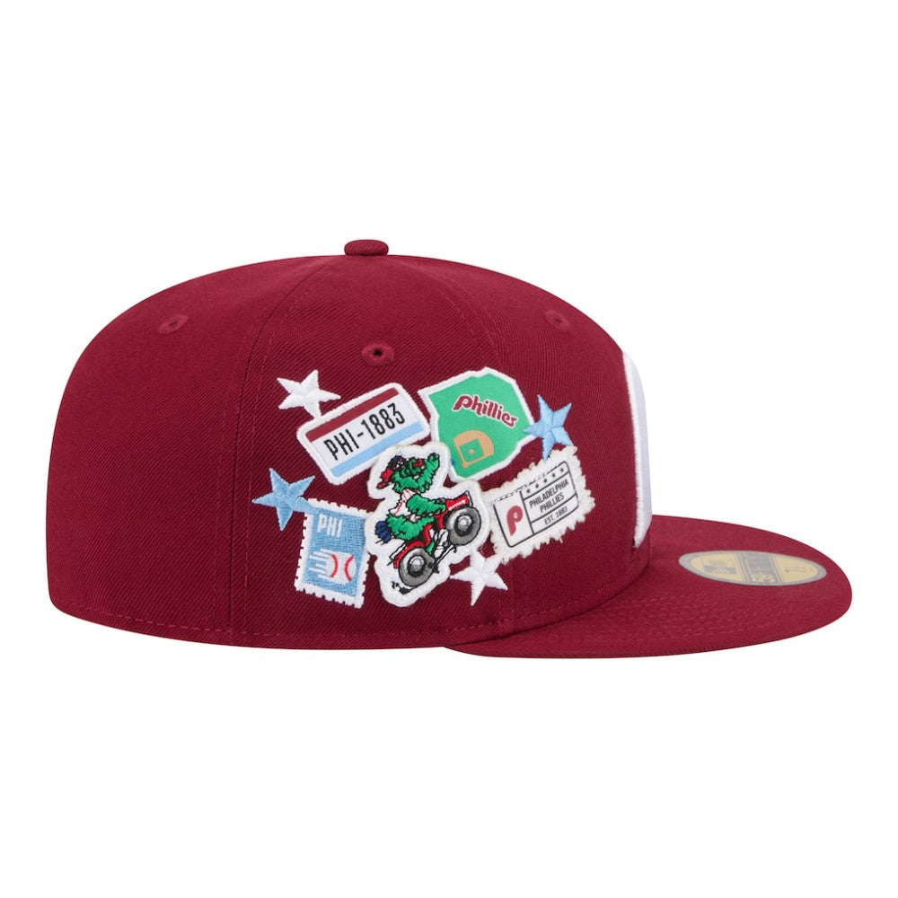 Philadelphia Phillies City Patch 59FIFTY Fitted Hat Burgundy | New Era