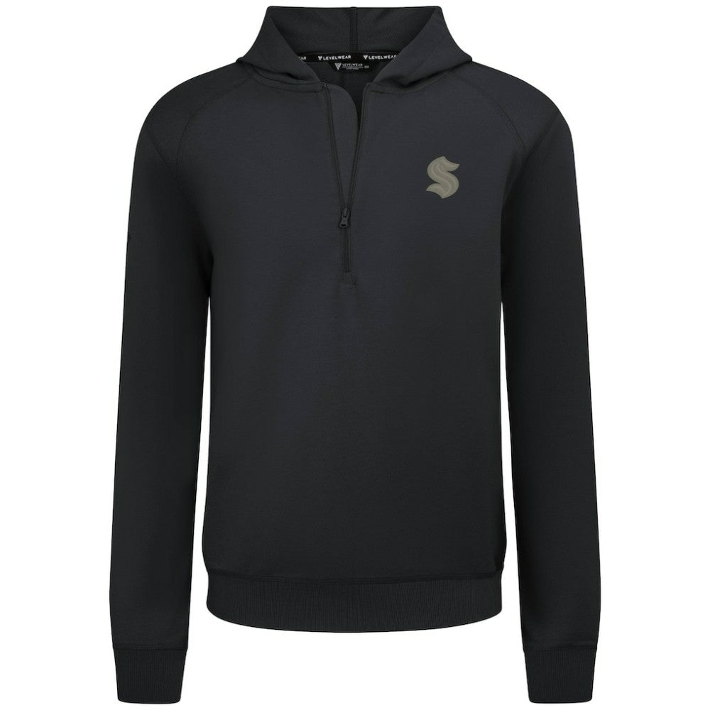 Seattle Kraken Levelwear Technic Quarter-Zip Pullover Hoodie Black