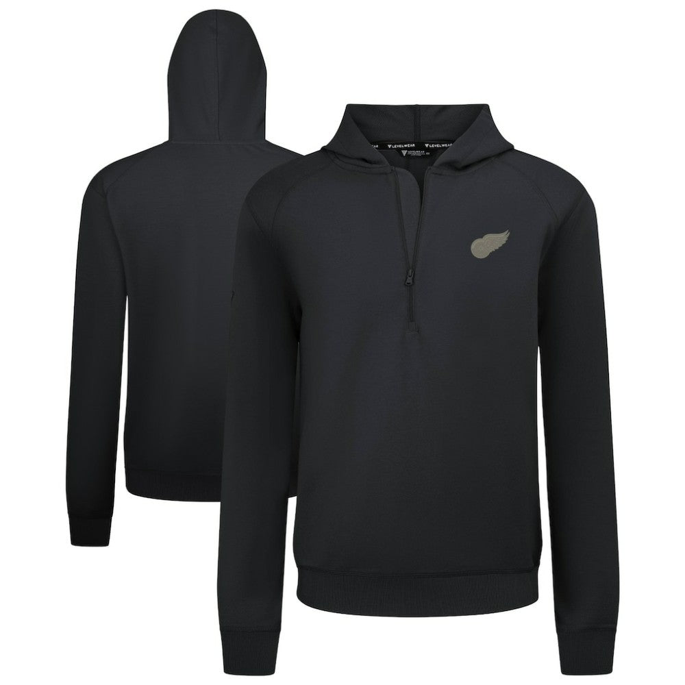 Detroit Red Wings Levelwear Technic Quarter-Zip Pullover Hoodie Black