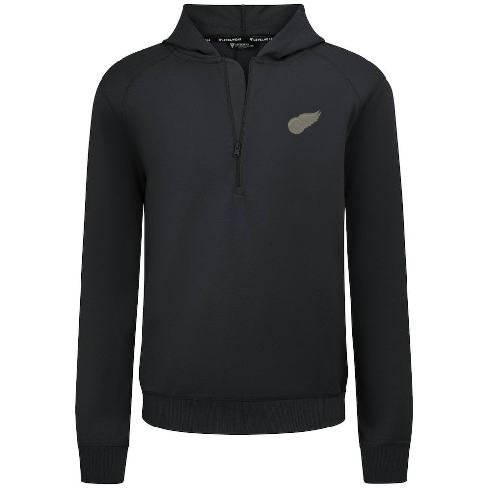 Detroit Red Wings Levelwear Technic Quarter-Zip Pullover Hoodie Black