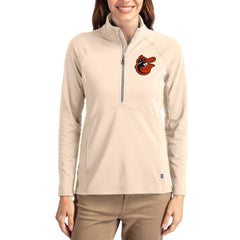Baltimore Orioles Cutter & Buck Women's Cooperstown Collection Adapt Eco Knit Stretch Half-Zip Pullover Tan