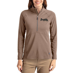 Atlanta Braves Cutter & Buck Women's Adapt Eco Knit Stretch Half-Zip Pullover Brown