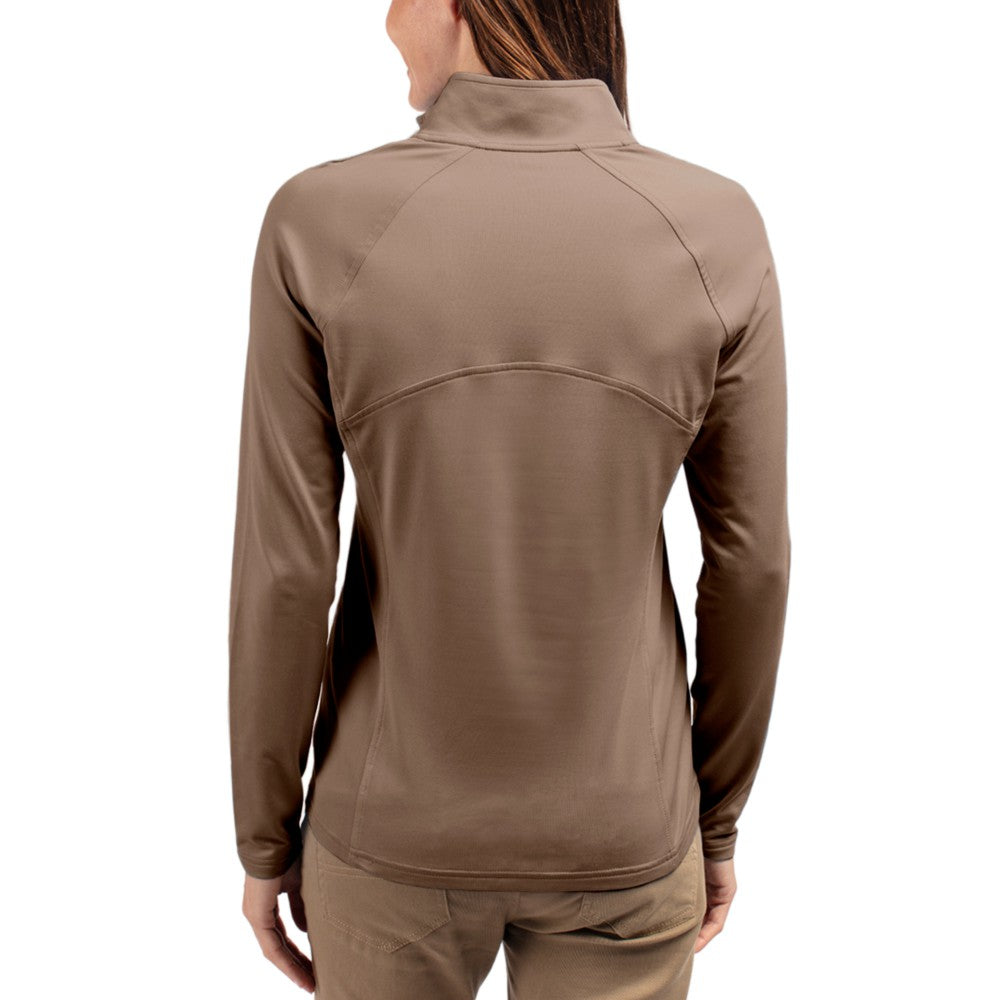 Miami Marlins Cutter & Buck Women's Adapt Eco Knit Stretch Half-Zip Pullover Brown
