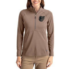 Baltimore Orioles Cutter & Buck Women's Adapt Eco Knit Stretch Half-Zip Pullover Brown