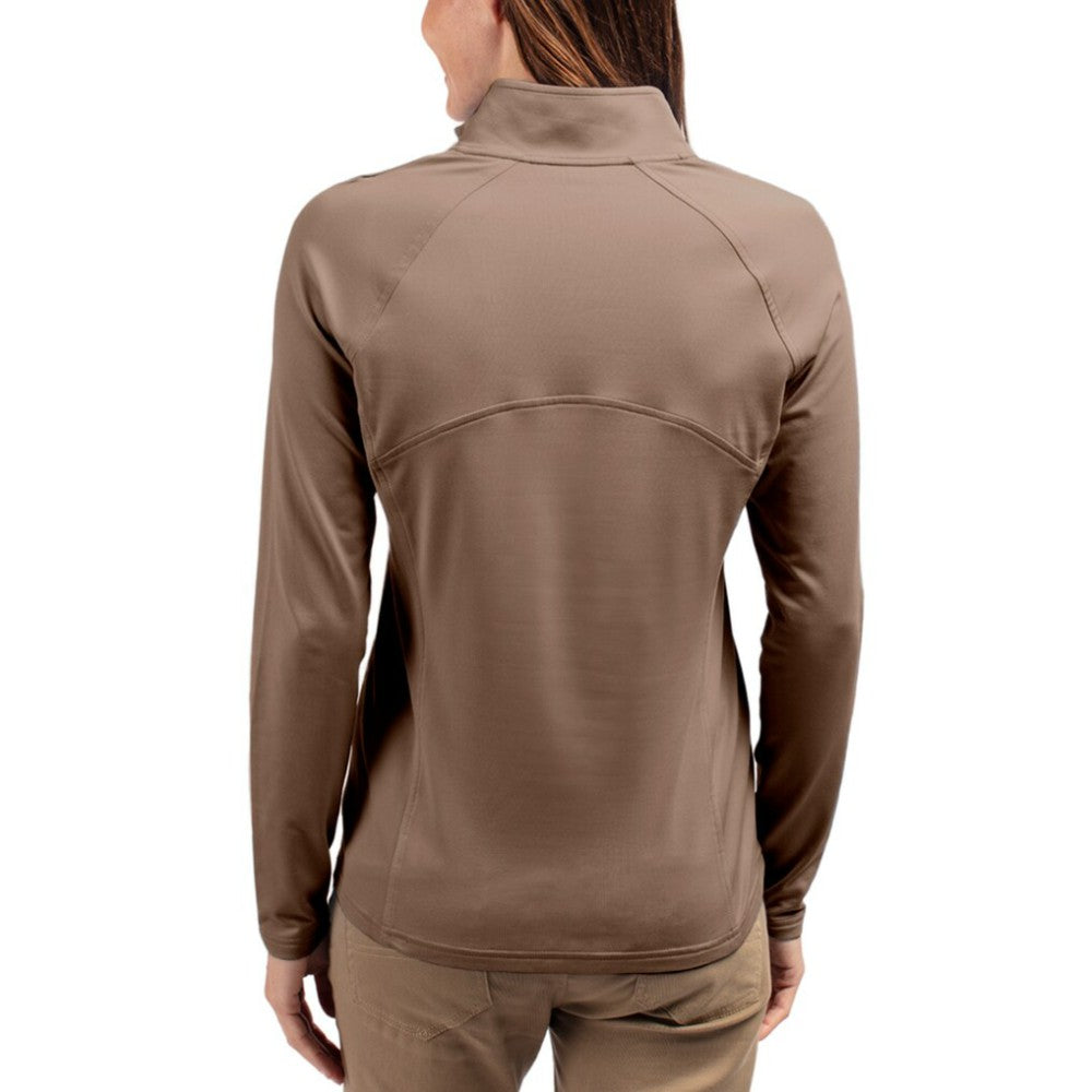 Boston Red Sox Cutter & Buck Women's Adapt Eco Knit Stretch Half-Zip Pullover Brown