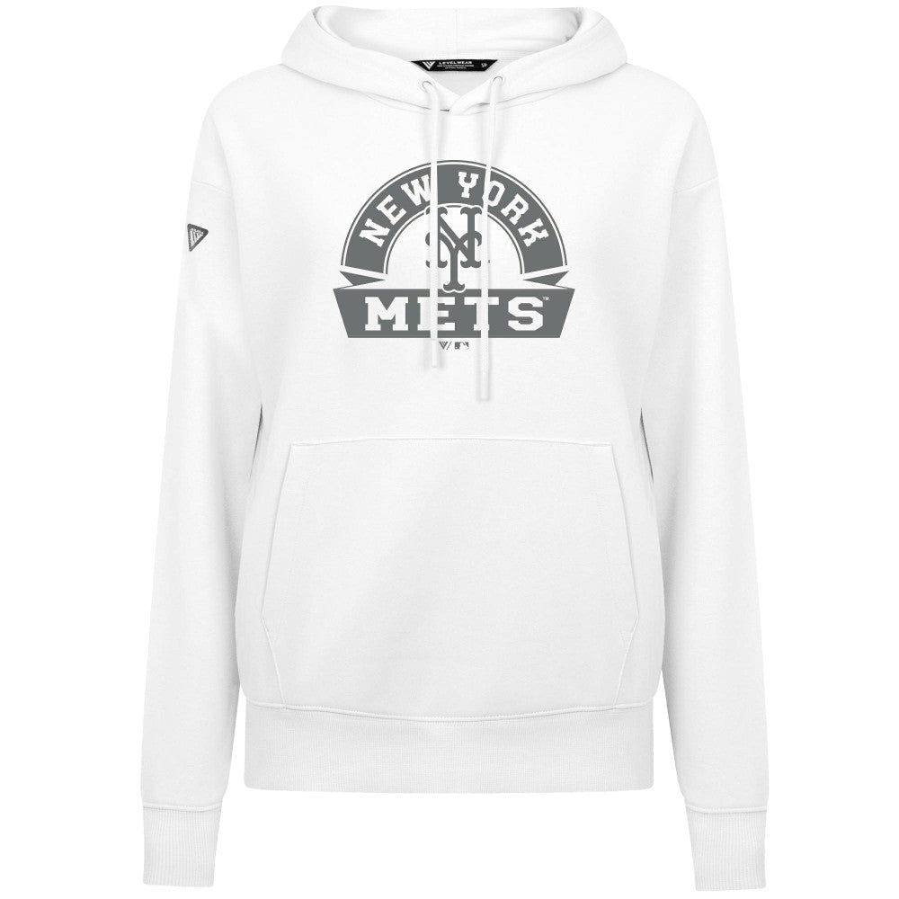 New York Mets Levelwear Women's Adorn Banner Arch Hoodie White