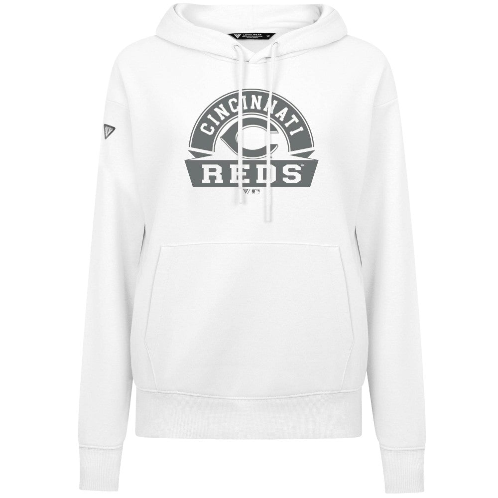 Cincinnati Reds Levelwear Women's Adorn Banner Arch Hoodie White