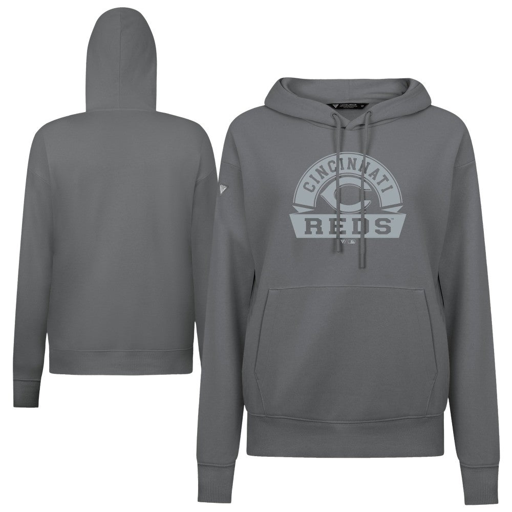 Cincinnati Reds Levelwear Women's Adorn Banner Arch Hoodie Stone