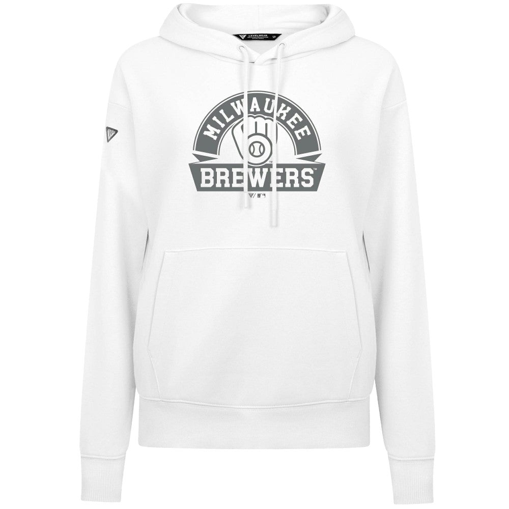 Milwaukee Brewers Levelwear Women's Adorn Banner Arch Hoodie White