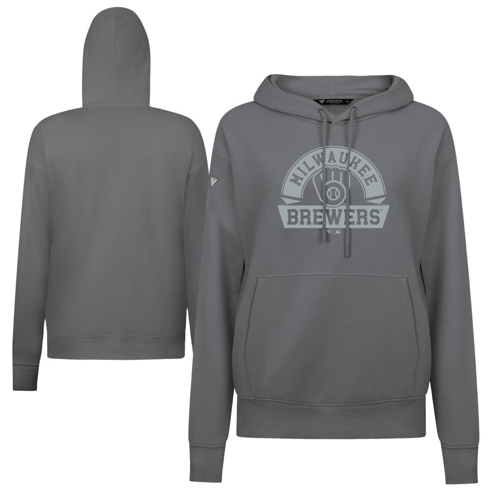 Milwaukee Brewers Levelwear Women's Adorn Banner Arch Hoodie Stone