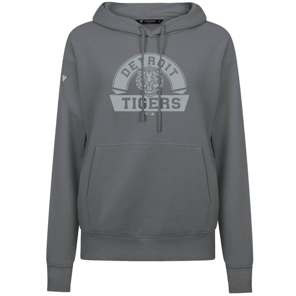 Detroit Tigers Levelwear Women's Adorn Banner Arch Hoodie Stone