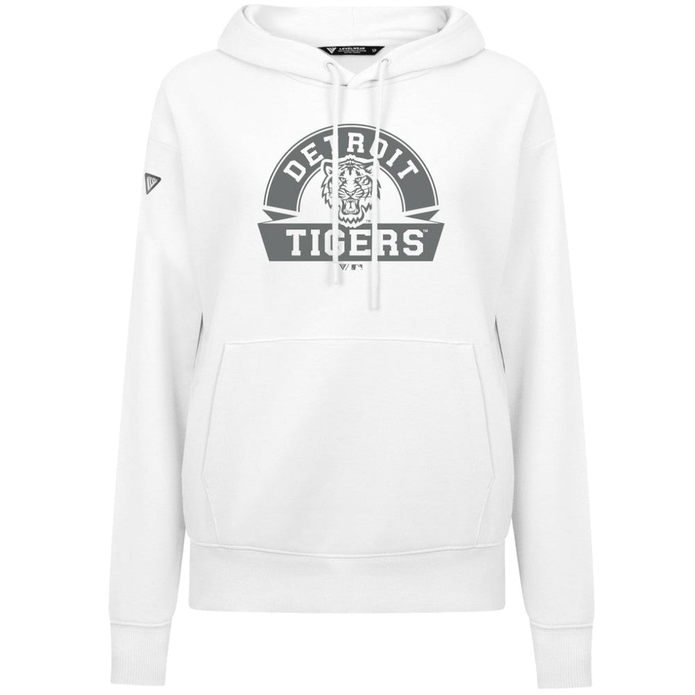 Detroit Tigers Levelwear Women's Adorn Banner Arch Hoodie White