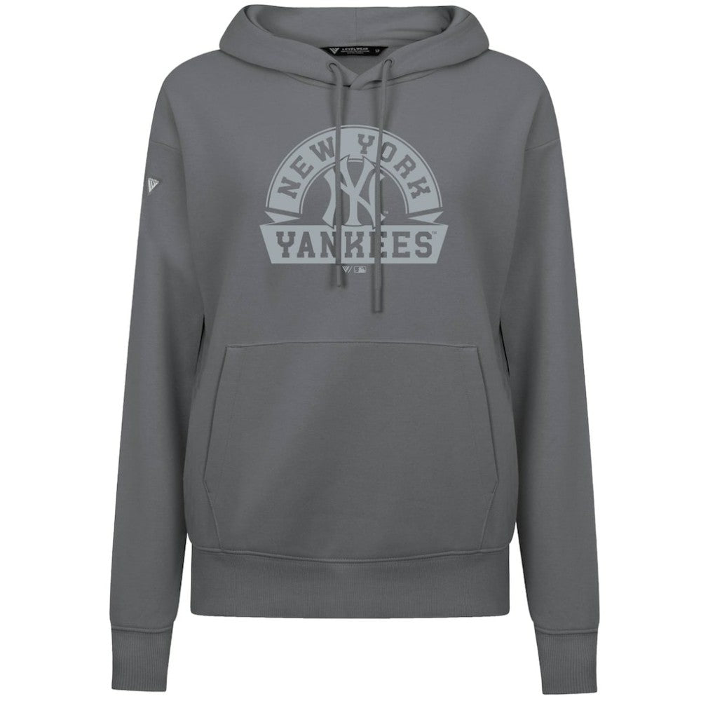 New York Yankees Levelwear Women's Adorn Banner Arch Hoodie Stone