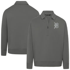 Detroit Tigers Levelwear Women's Canmore Chenille Logo Quarter-Zip Top Stone