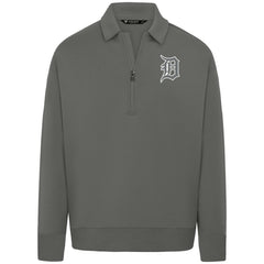 Detroit Tigers Levelwear Women's Canmore Chenille Logo Quarter-Zip Top Stone