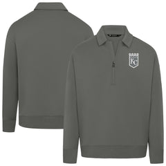 Kansas City Royals Levelwear Women's Canmore Chenille Logo Quarter-Zip Top Stone