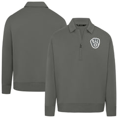 Milwaukee Brewers Levelwear Women's Canmore Chenille Logo Quarter-Zip Top Stone