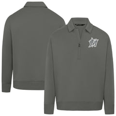 Miami Marlins Levelwear Women's Canmore Chenille Logo Quarter-Zip Top Stone