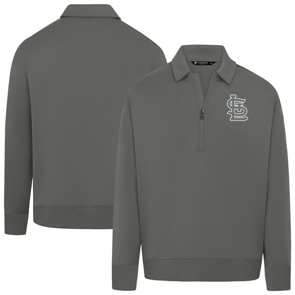 St. Louis Cardinals Levelwear Women's Canmore Chenille Logo Quarter-Zip Top Stone