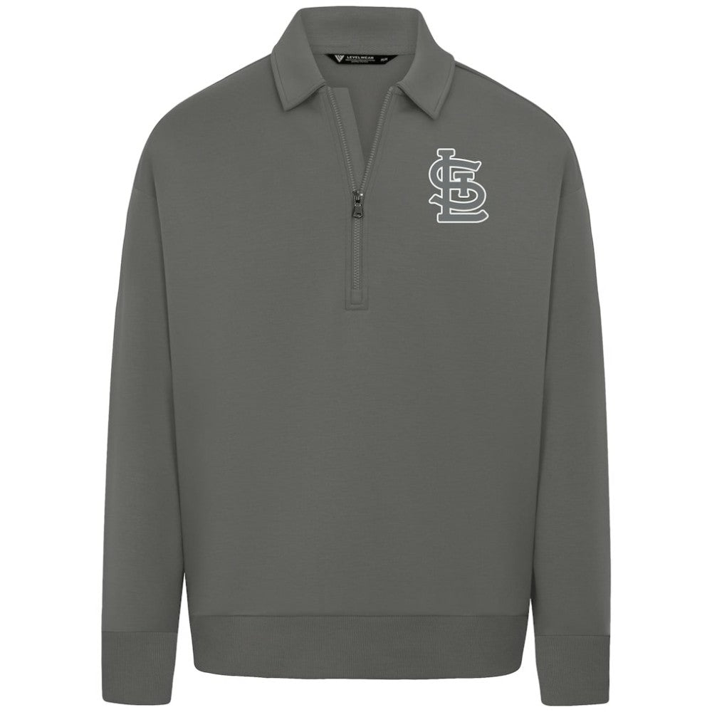 St. Louis Cardinals Levelwear Women's Canmore Chenille Logo Quarter-Zip Top Stone