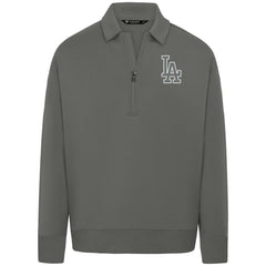 Los Angeles Dodgers Levelwear Women's Canmore Chenille Logo Quarter-Zip Top Stone