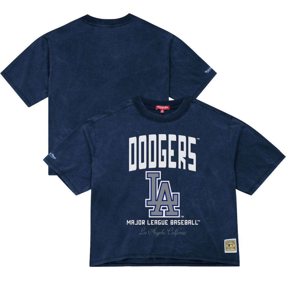 Los Angeles Dodgers Women's Cooperstown Cropped Boxy T-Shirt Blue | Mitchell & Ness