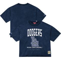 Los Angeles Dodgers Women's Cooperstown Cropped Boxy T-Shirt Blue | Mitchell & Ness