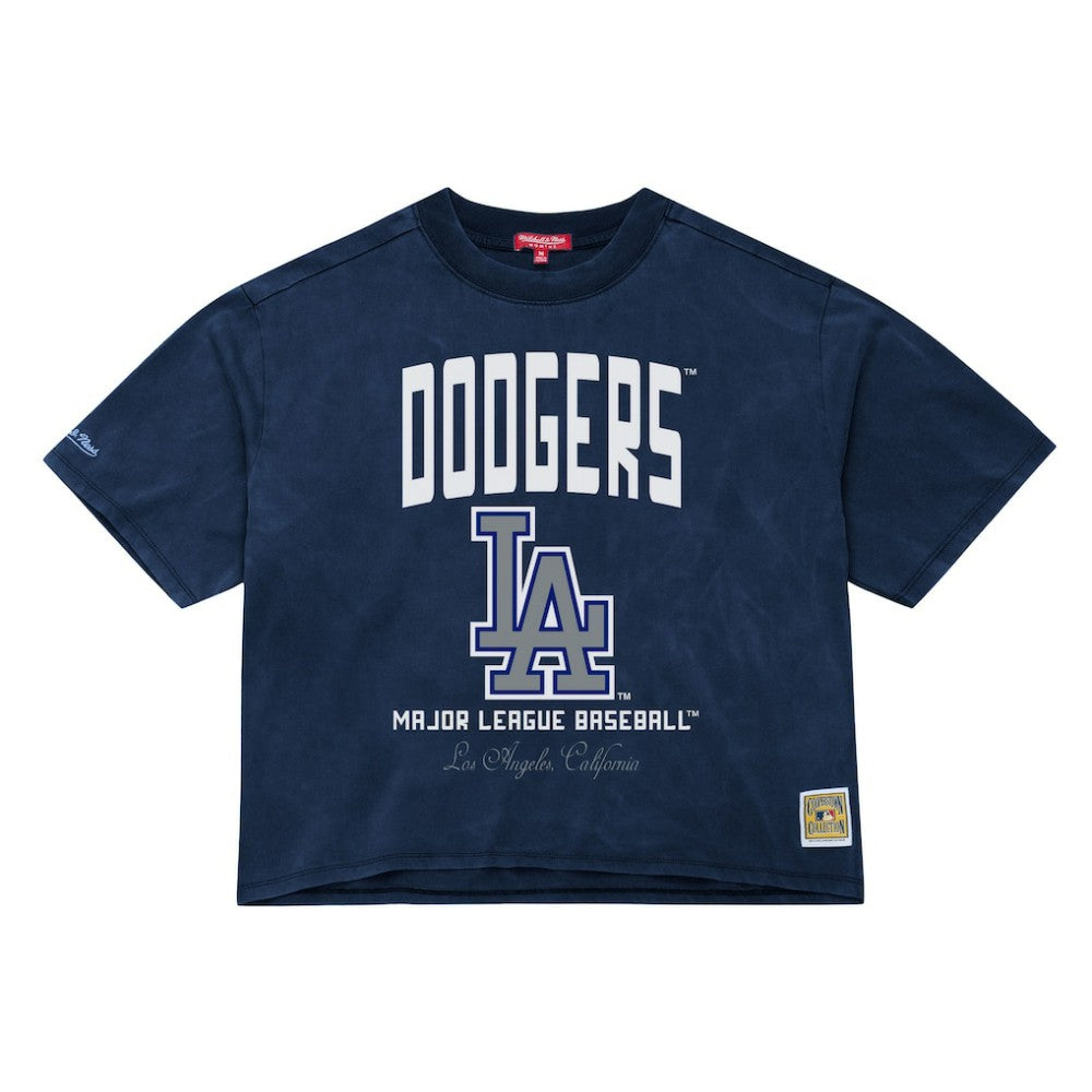 Los Angeles Dodgers Women's Cooperstown Cropped Boxy T-Shirt Blue | Mitchell & Ness