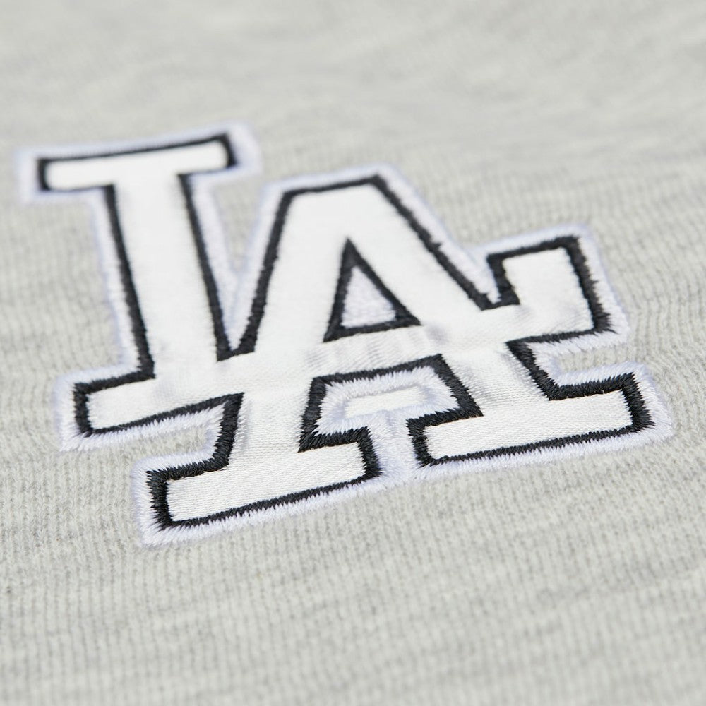 Los Angeles Dodgers Women's Cooperstown Collection V-Neck Cropped Toggle Sweatshirt Heather Gray | Mitchell & Ness