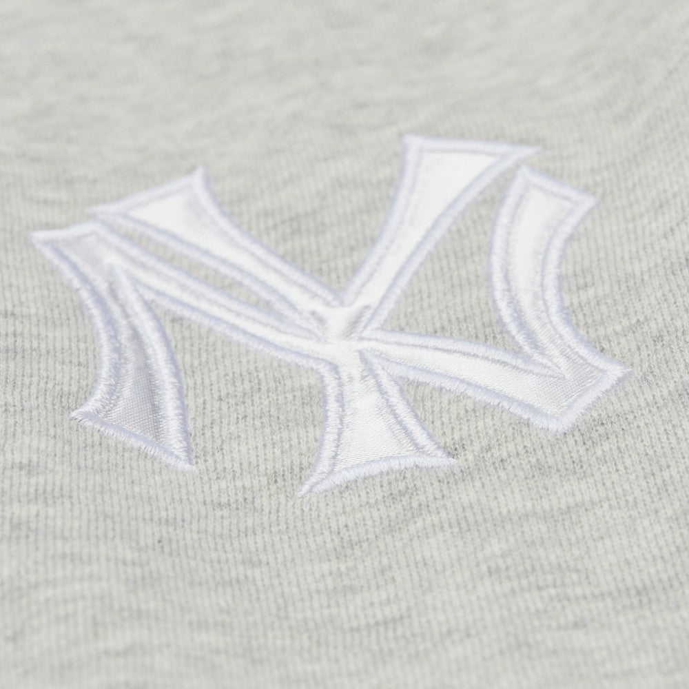 New York Yankees Women's Cooperstown Collection V-Neck Cropped Toggle Sweatshirt Heather Gray | Mitchell & Ness
