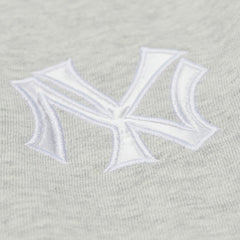 New York Yankees Women's Cooperstown Collection V-Neck Cropped Toggle Sweatshirt Heather Gray | Mitchell & Ness