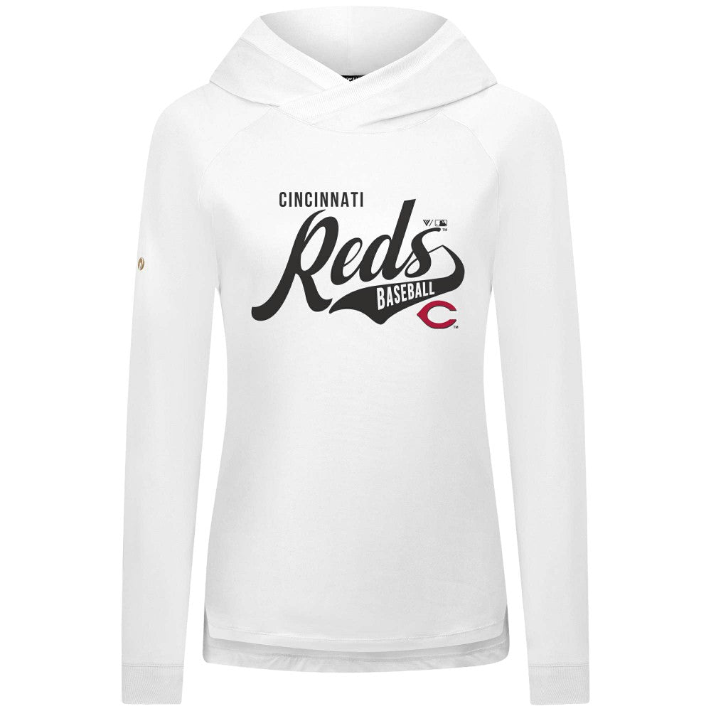 Cincinnati Reds Levelwear Women's Slender Glide Raglan Hoodie White