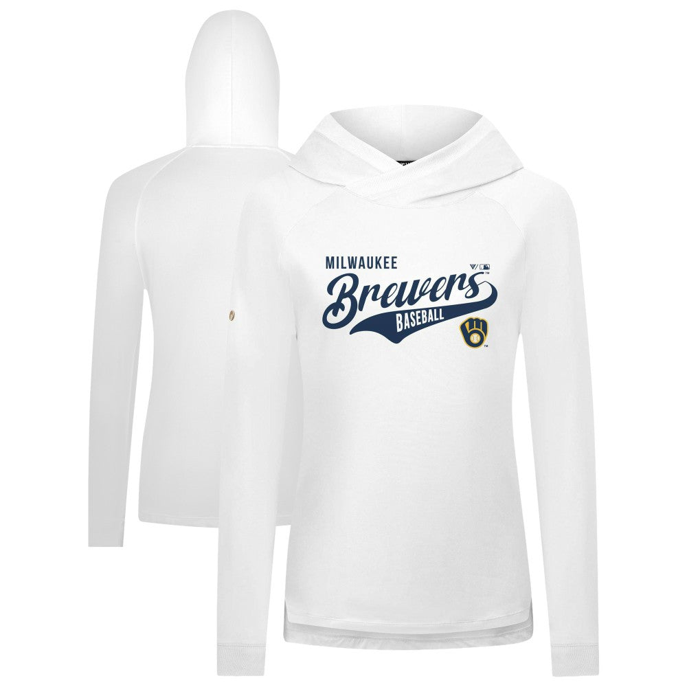 Milwaukee Brewers Levelwear Women's Slender Glide Raglan Hoodie White