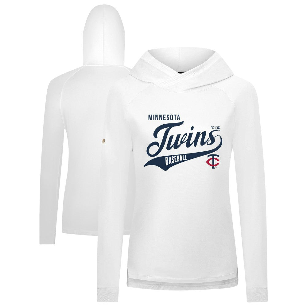 Minnesota Twins Levelwear Women's Slender Glide Raglan Hoodie White