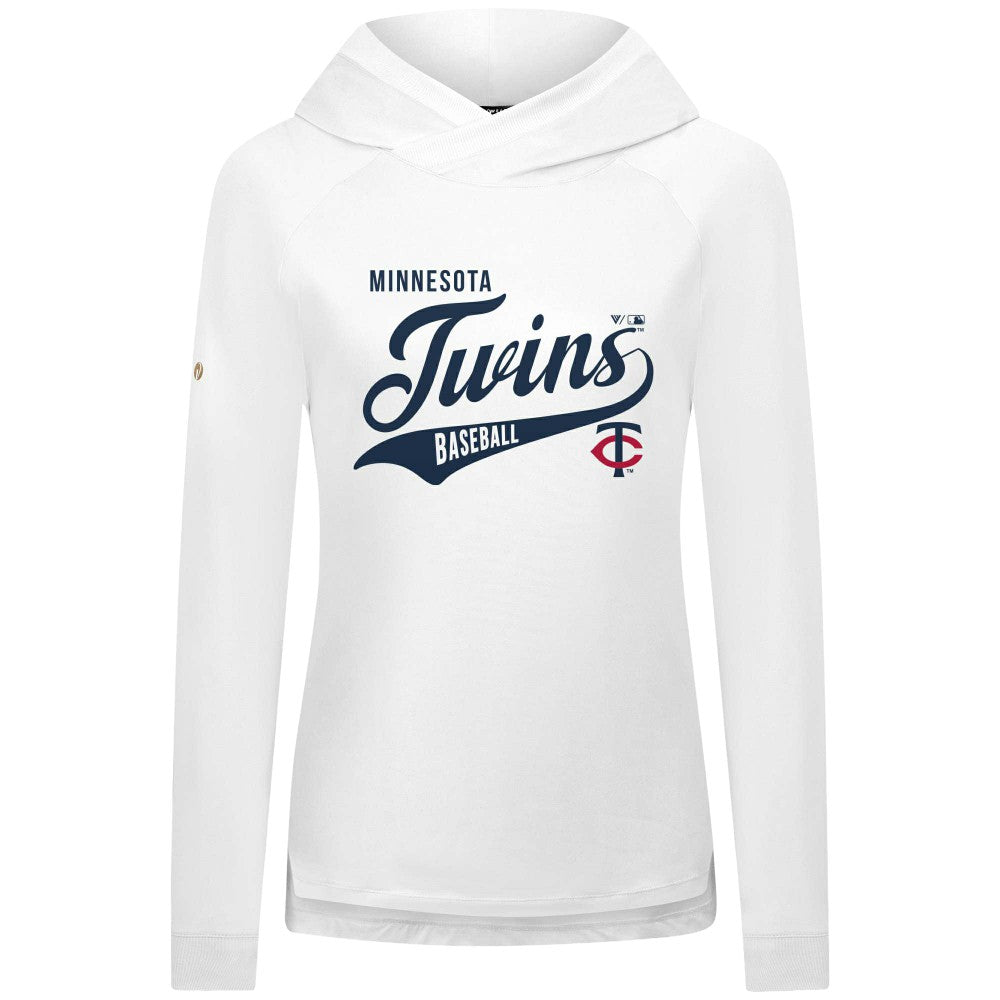 Minnesota Twins Levelwear Women's Slender Glide Raglan Hoodie White