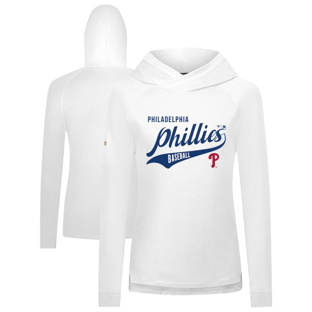 Philadelphia Phillies Levelwear Women's Slender Glide Raglan Hoodie White