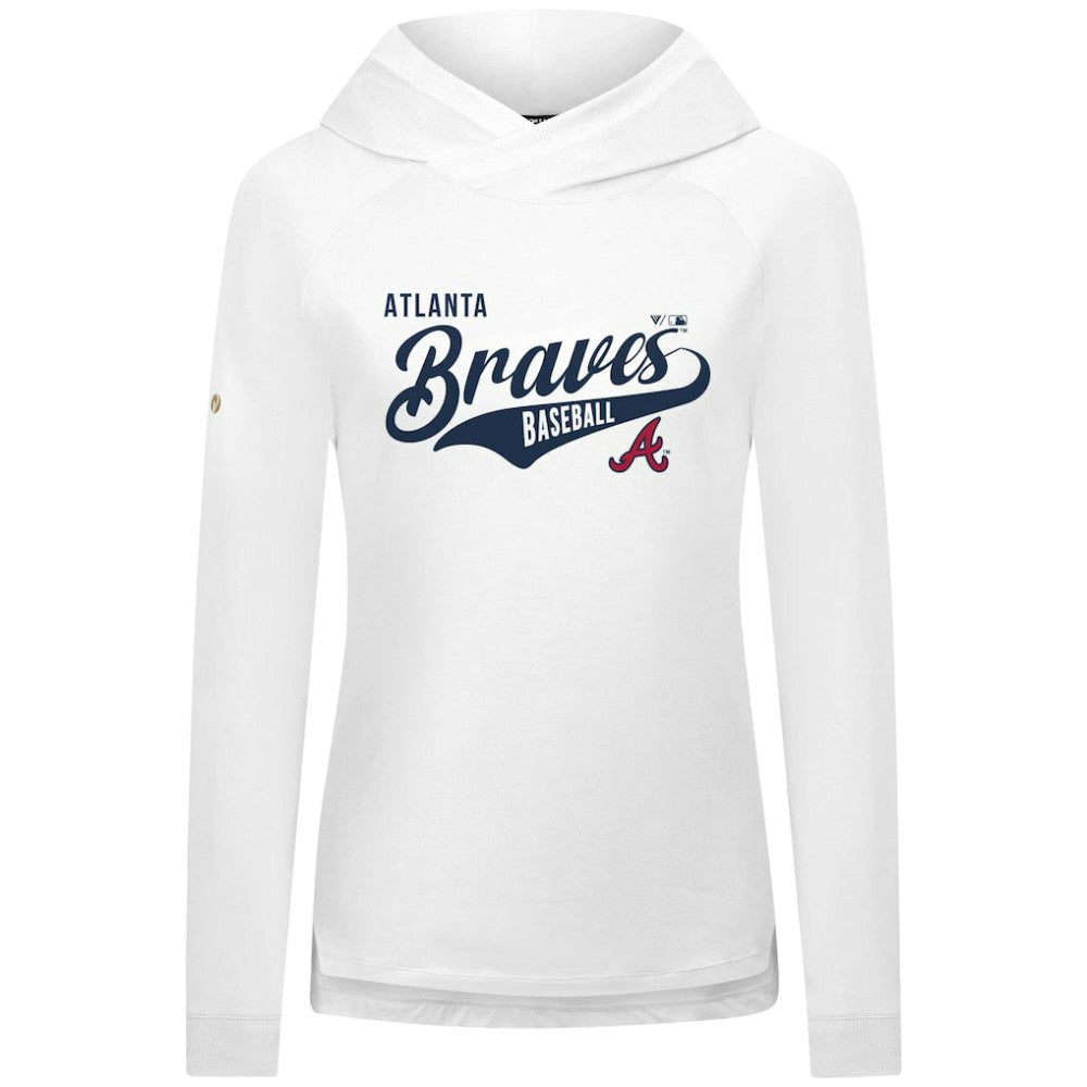 Atlanta Braves Levelwear Women's Slender Glide Raglan Hoodie White
