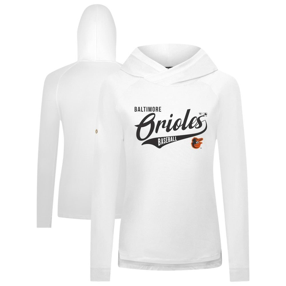Baltimore Orioles Levelwear Women's Slender Glide Raglan Hoodie White