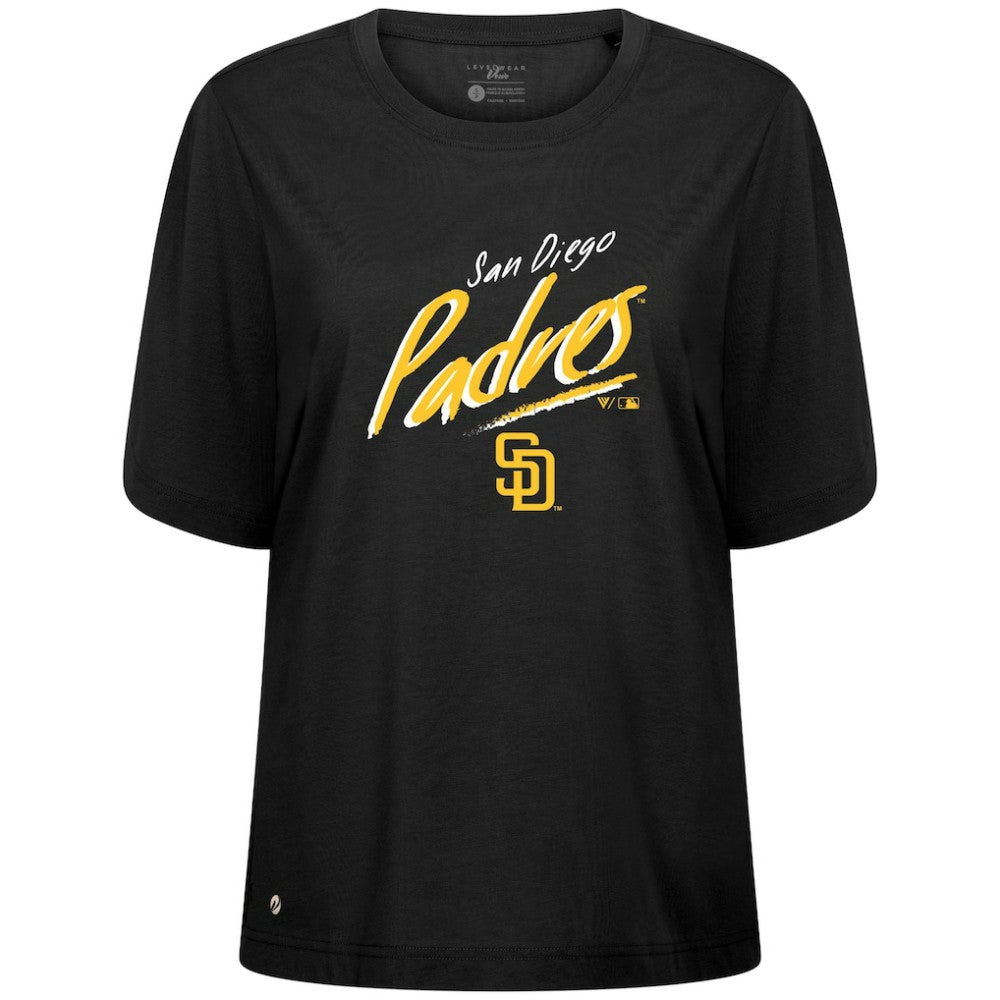 San Diego Padres Levelwear Women's Bloom Sizzle T-Shirt Black
