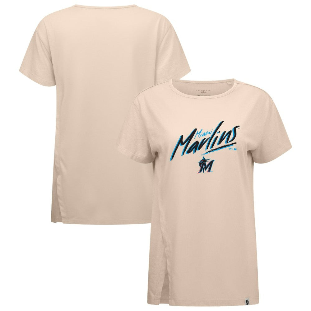 Miami Marlins Levelwear Women's Influx Sizzle T-Shirt Khaki